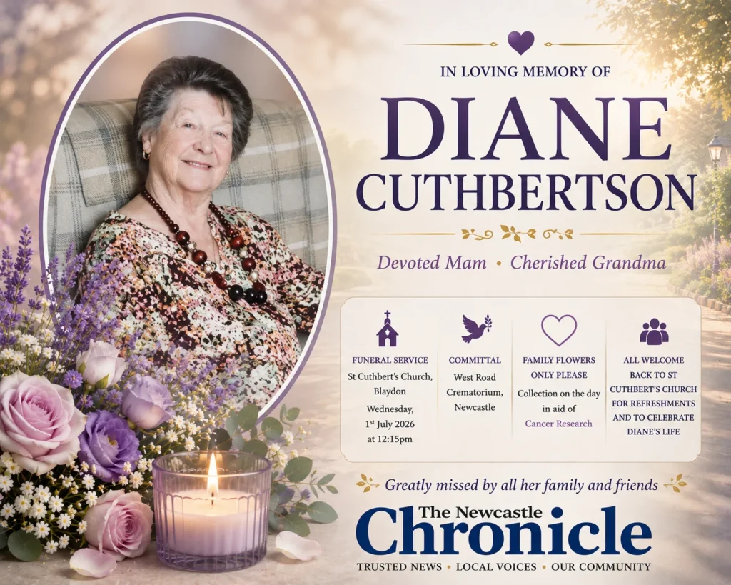Diane Cuthbertson Obituary: Winlaton and Blaydon Family Pays Tribute to Beloved Mam and Grandma Latest Diane Cuthbertson obituary of Blaydon, Newscastle