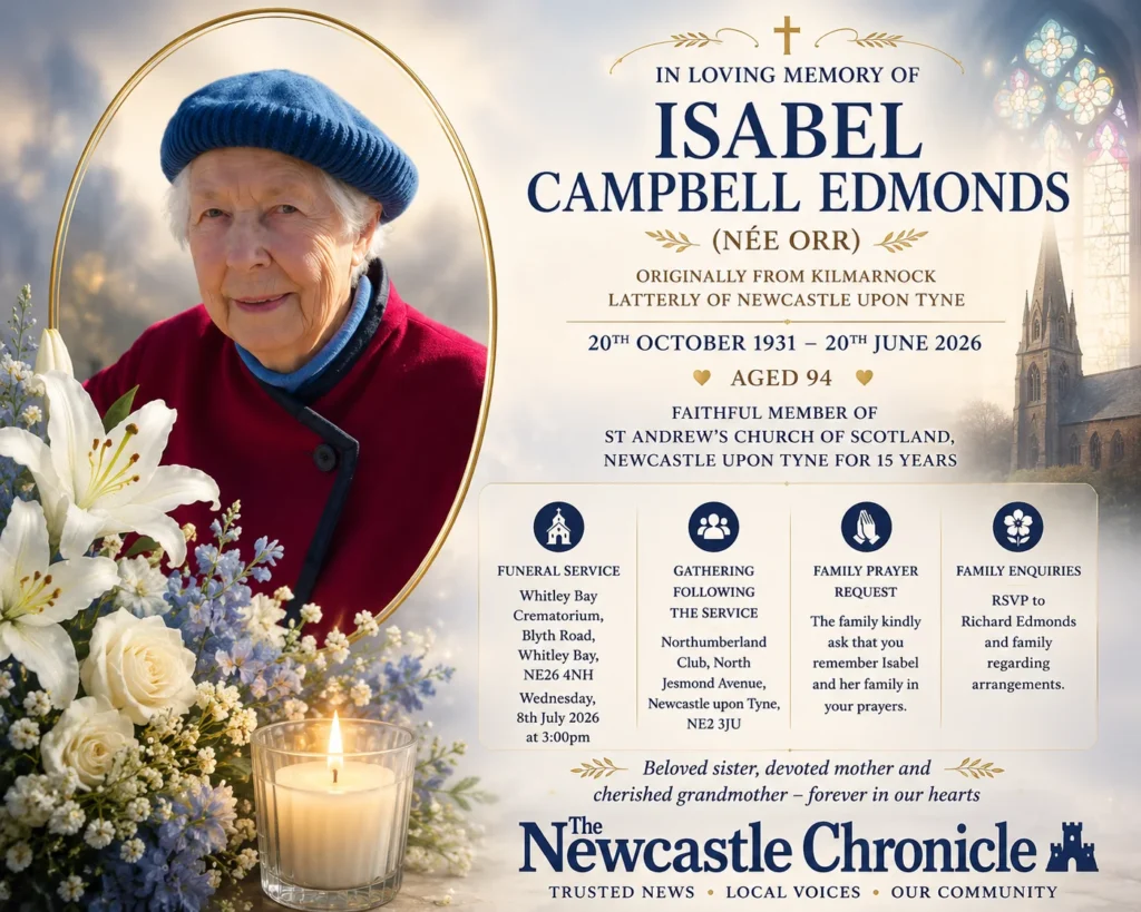 Latest Isabel Edmonds obituary of Newcastle