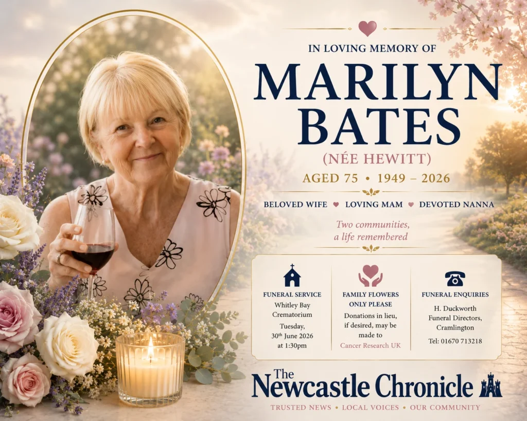 Latest Marilyn Bates obituary Cramlington, Newcastle