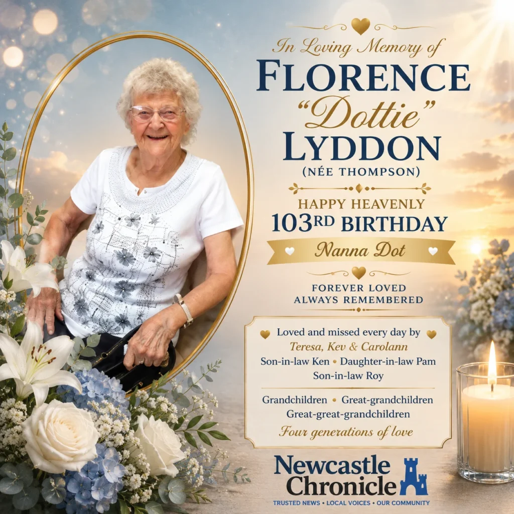 Florence ‘Dottie’ Lyddon Birthday Memoriam: Walker Family Marks Her Heavenly 103rd Birthday Florence Lyddon birthday memoriam of Walker Newcastle